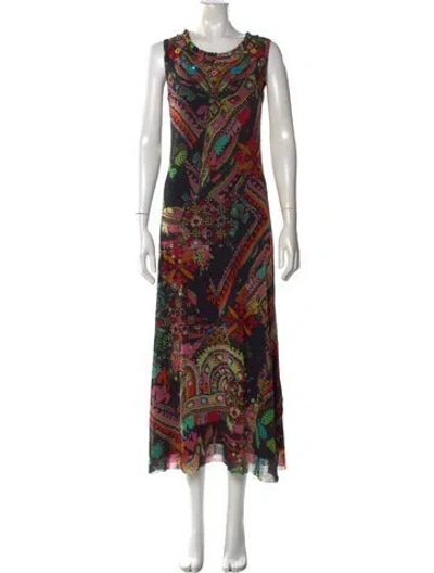 Pre-owned Fuzzi Paisley Print Long Dress In Black