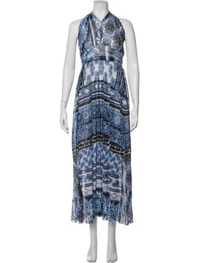 Pre-owned Fuzzi Paisley Print Long Dress In Blue
