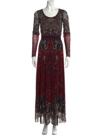 Pre-owned Fuzzi Paisley Print Long Dress W/ Tags In Black