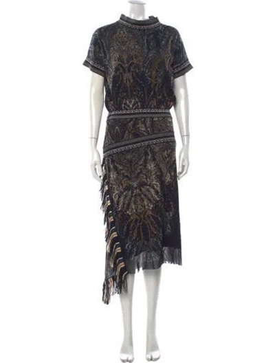 Pre-owned Fuzzi Paisley Print Midi Length Dress In Black