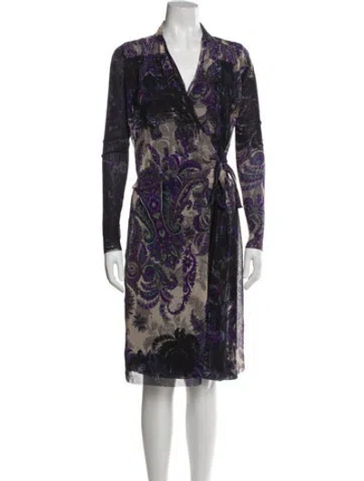Pre-owned Fuzzi Paisley Print Midi Length Dress In Blue