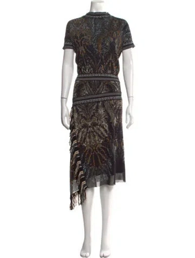 Pre-owned Fuzzi Paisley Print Midi Length Dress In Blue/neutrals