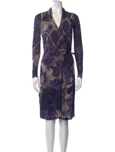 Pre-owned Fuzzi Paisley Print Midi Length Dress In Purple