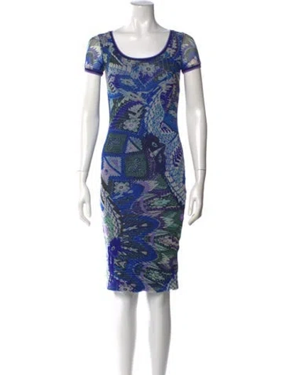 Pre-owned Fuzzi Patterned Knee-length Dress W/ Tags In Blue/purple