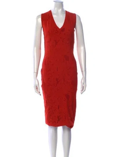 Pre-owned Fuzzi Patterned Knee-length Dress W/ Tags In Red