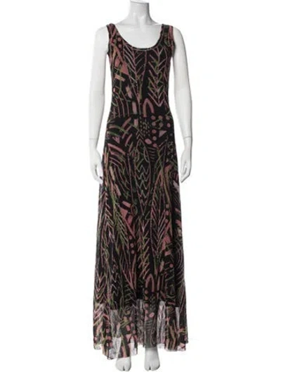 Pre-owned Fuzzi Patterned Long Dress In Multicolor