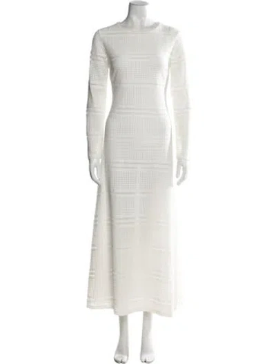 Pre-owned Fuzzi Patterned Long Dress In White