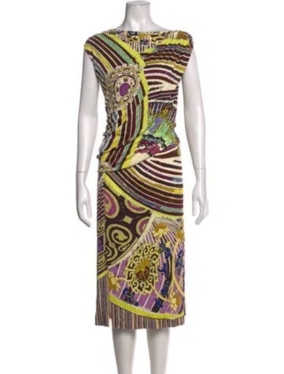 Pre-owned Fuzzi Patterned Midi Length Dress In Multicolor