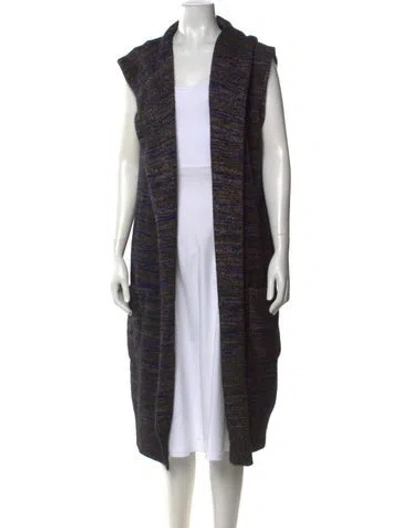 Pre-owned Fuzzi Patterned Open Front Sweater In Black