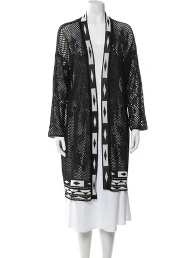 Pre-owned Fuzzi Patterned Open Front Sweater In Black