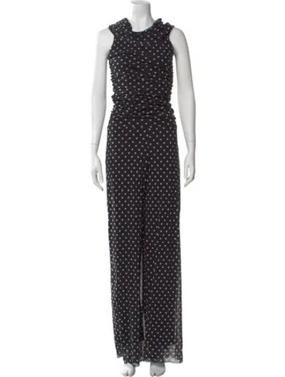 Pre-owned Fuzzi Polka Dot Print Long Dress In Black
