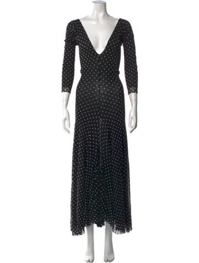 Pre-owned Fuzzi Polka Dot Print Long Dress In Black