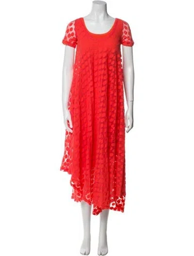 Pre-owned Fuzzi Polka Dot Print Long Dress In Red