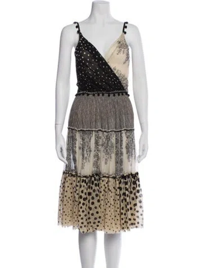 Pre-owned Fuzzi Polka Dot Print Midi Length Dress