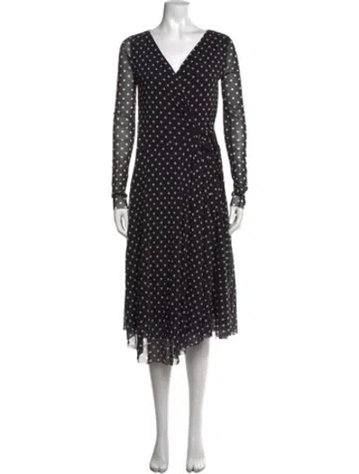 Pre-owned Fuzzi Polka Dot Print Midi Length Dress In Black