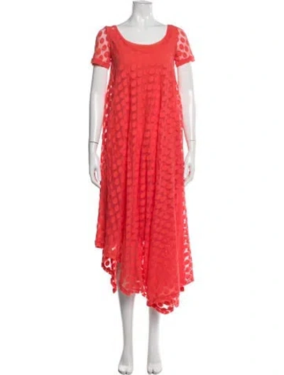 Pre-owned Fuzzi Polka Dot Print Midi Length Dress In Orange