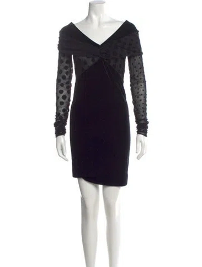 Pre-owned Fuzzi Polka Dot Print Mini Dress In Black