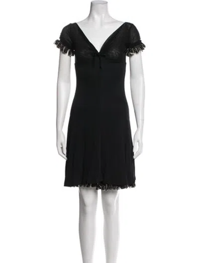 Pre-owned Fuzzi Polka Dot Print Mini Dress In Black