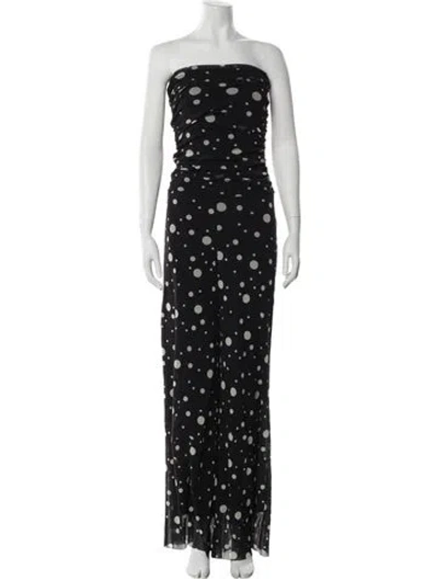 Pre-owned Fuzzi Polka Dot Print Strapless Jumpsuit W/ Tags In Black