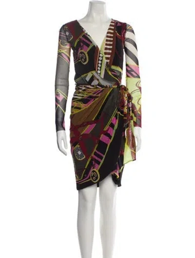 Pre-owned Fuzzi Printed Knee-length Dress In Black