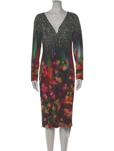 Pre-owned Fuzzi Printed Knee-length Dress In Black