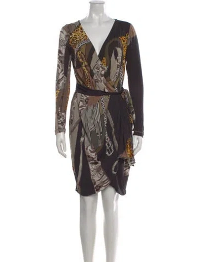 Pre-owned Fuzzi Printed Knee-length Dress In Black