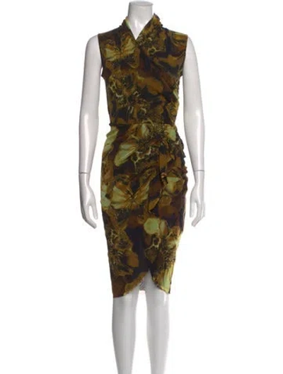 Pre-owned Fuzzi Printed Knee-length Dress In Black