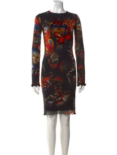 Pre-owned Fuzzi Printed Knee-length Dress In Black