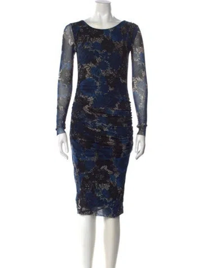 Pre-owned Fuzzi Printed Knee-length Dress In Blue