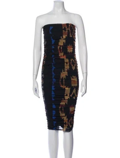 Pre-owned Fuzzi Printed Knee-length Dress In Blue