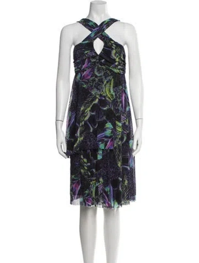 Pre-owned Fuzzi Printed Knee-length Dress In Gray