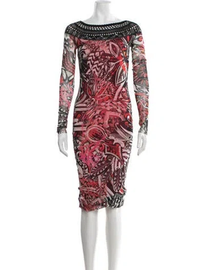 Pre-owned Fuzzi Printed Knee-length Dress In Pink