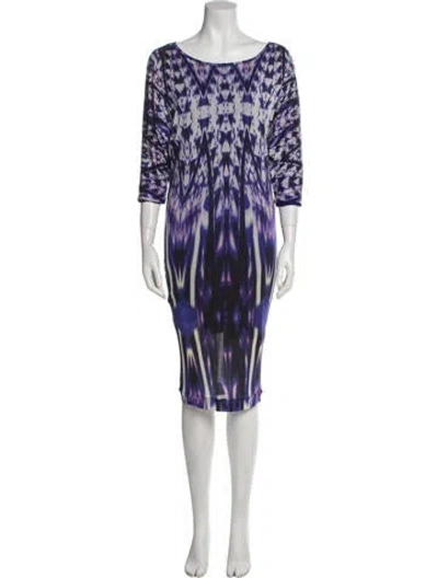 Pre-owned Fuzzi Printed Knee-length Dress In Purple