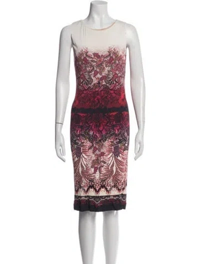 Pre-owned Fuzzi Printed Knee-length Dress In Red