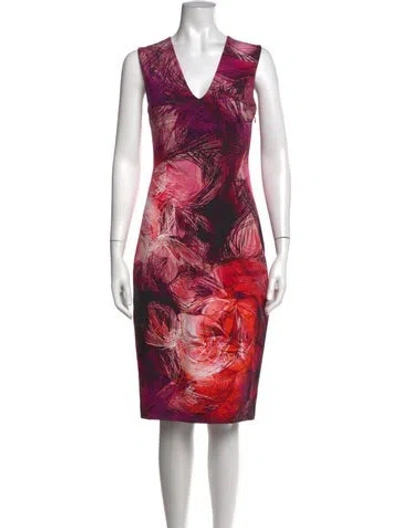 Pre-owned Fuzzi Printed Knee-length Dress In Red