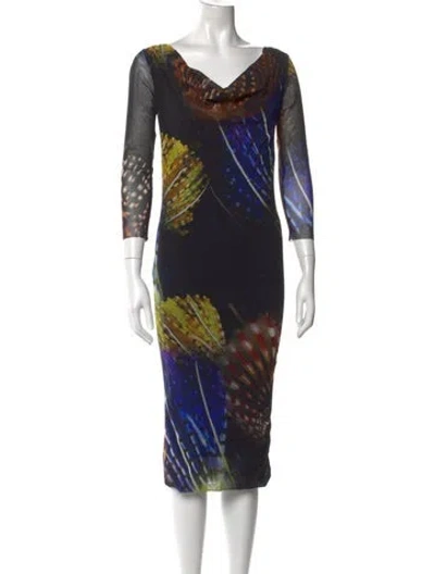 Pre-owned Fuzzi Printed Knee-length Dress W/ Tags In Blue