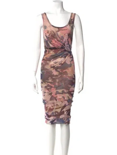 Pre-owned Fuzzi Printed Knee-length Dress W/ Tags In Pink