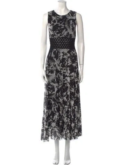 Pre-owned Fuzzi Printed Long Dress In Black