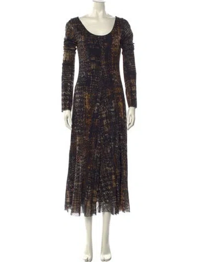 Pre-owned Fuzzi Printed Long Dress In Black