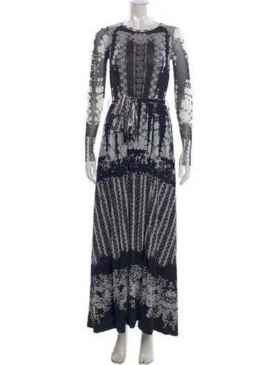 Pre-owned Fuzzi Printed Long Dress In Black