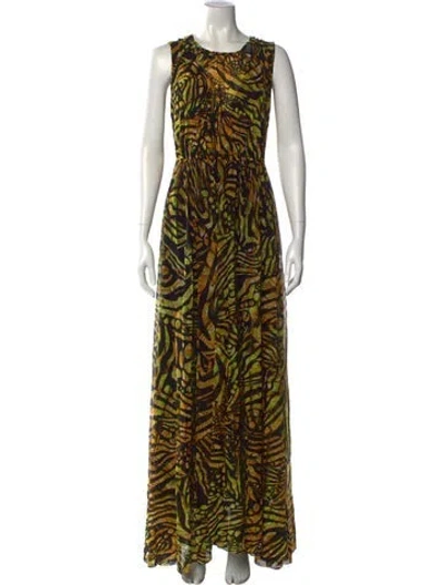 Pre-owned Fuzzi Printed Long Dress In Multi