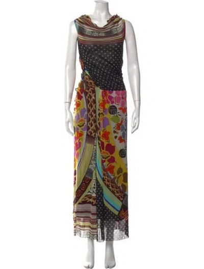 Pre-owned Fuzzi Printed Long Dress In Multi