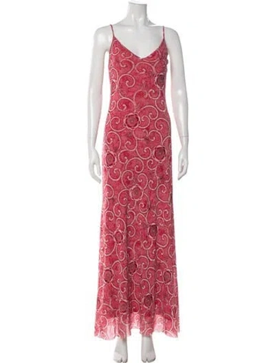 Pre-owned Fuzzi Printed Long Dress In Pink