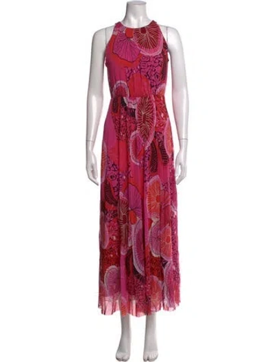 Pre-owned Fuzzi Printed Long Dress In Pink