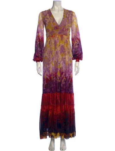 Pre-owned Fuzzi Printed Long Dress In Red