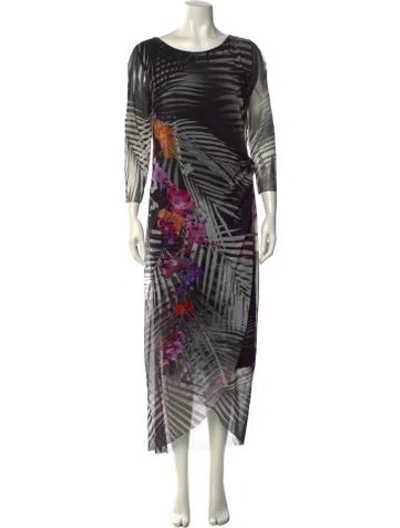 Pre-owned Fuzzi Printed Long Dress W/ Tags In Black