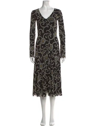 Pre-owned Fuzzi Printed Midi Length Dress In Black