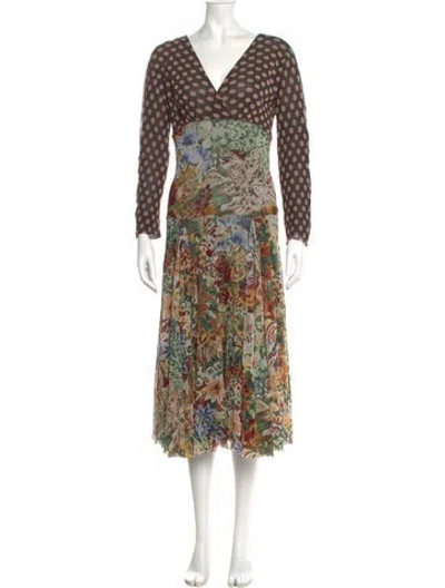 Pre-owned Fuzzi Printed Midi Length Dress In Black