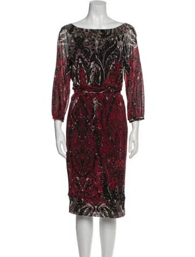 Pre-owned Fuzzi Printed Midi Length Dress In Black