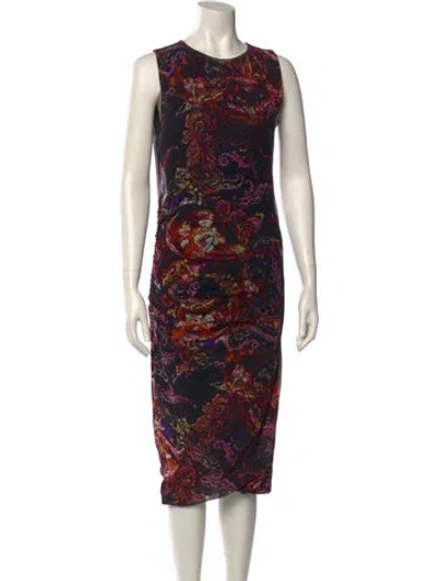Pre-owned Fuzzi Printed Midi Length Dress In Black